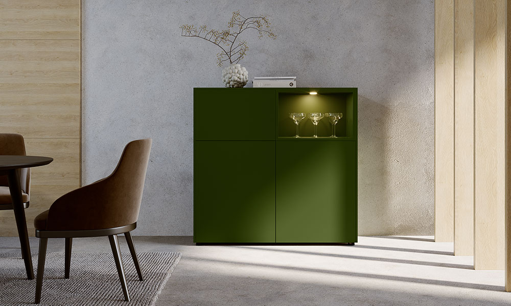 Pronorm highboard with integrated lighting