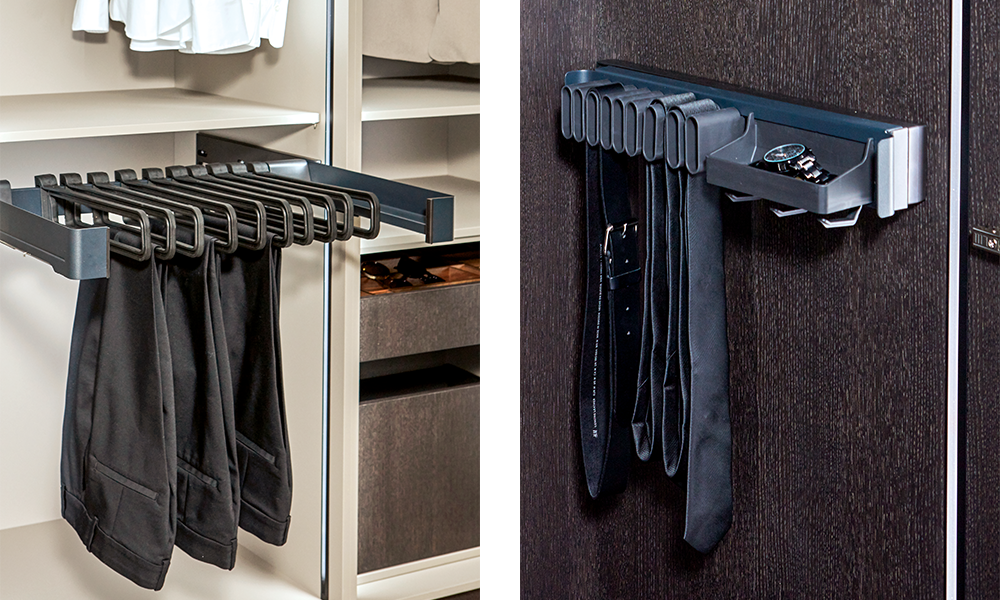 Trouser pull-out and tie rack